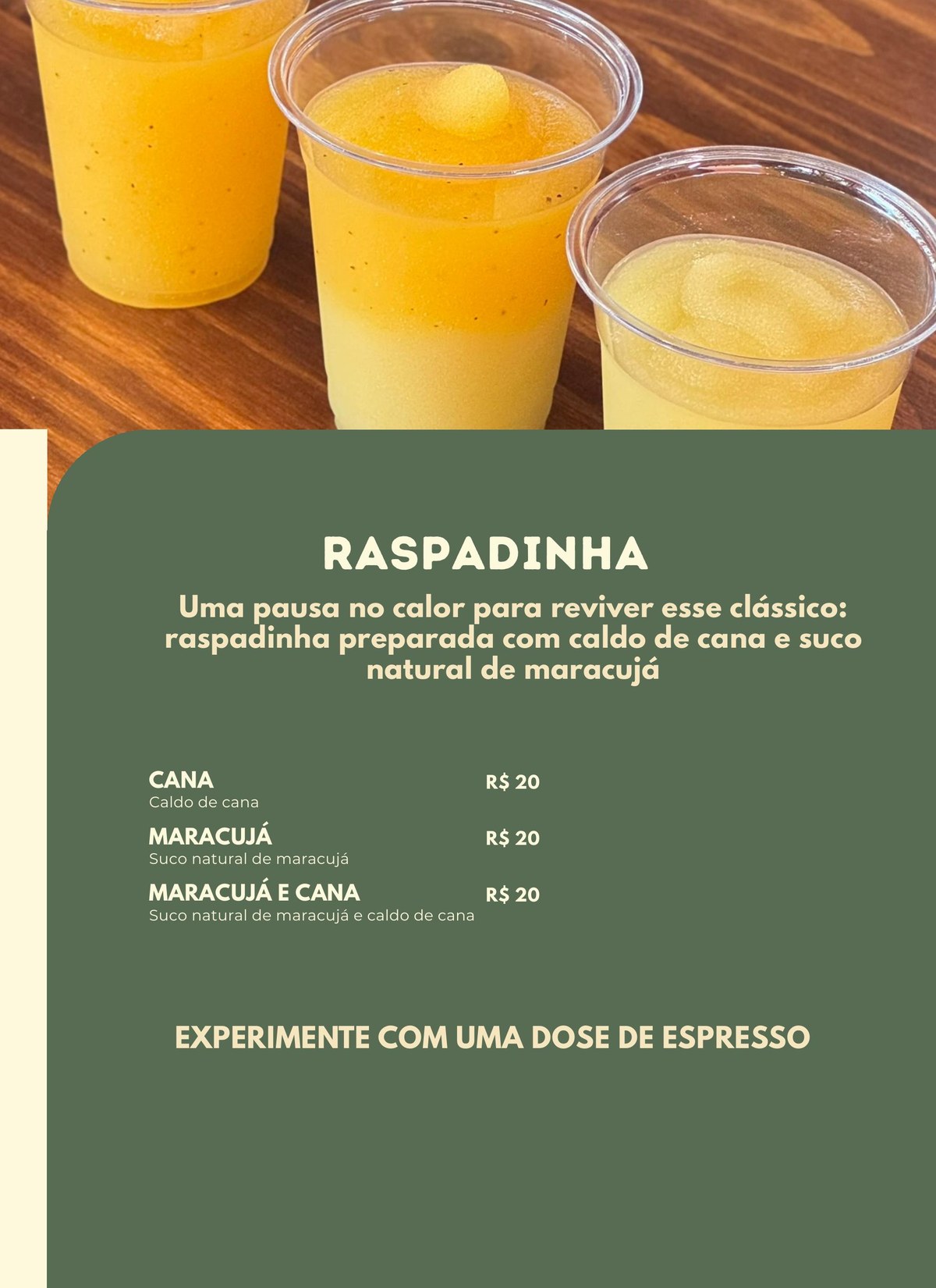 Página 2 do cardápio do Jardim do Café