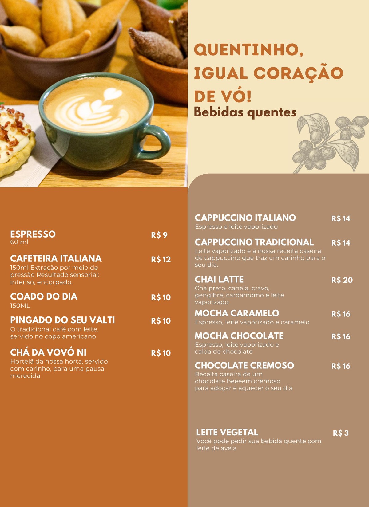 Página 3 do cardápio do Jardim do Café