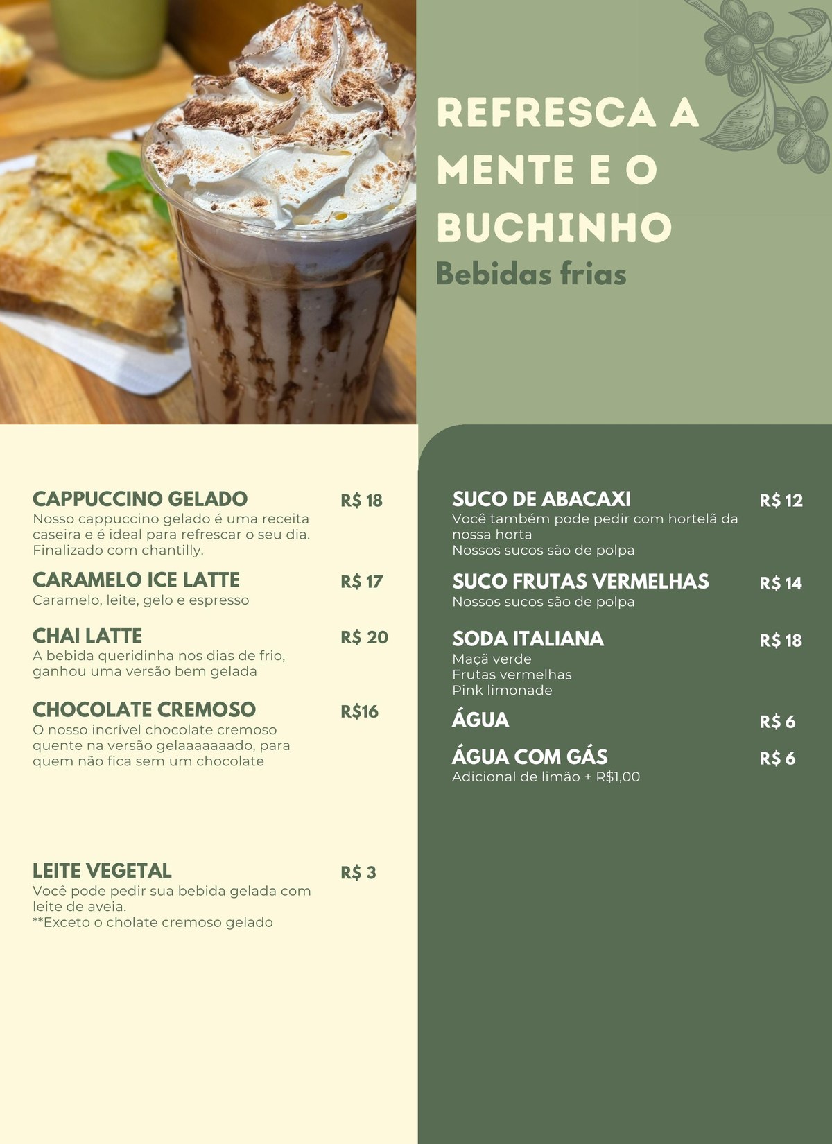 Página 4 do cardápio do Jardim do Café